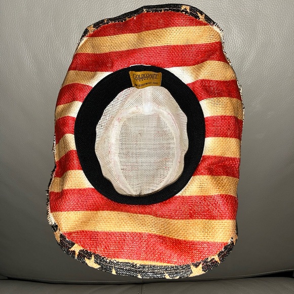COWBOY HAT USA FLAG Western/Goldcoast Sunwear UV protection red/white/blue straw - Picture 8 of 11